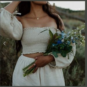 Linen Summer Blouse- Vintage off the shoulder